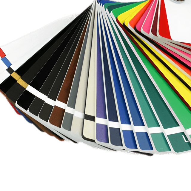 Engraving laminate colour swatches showing contrasting layers